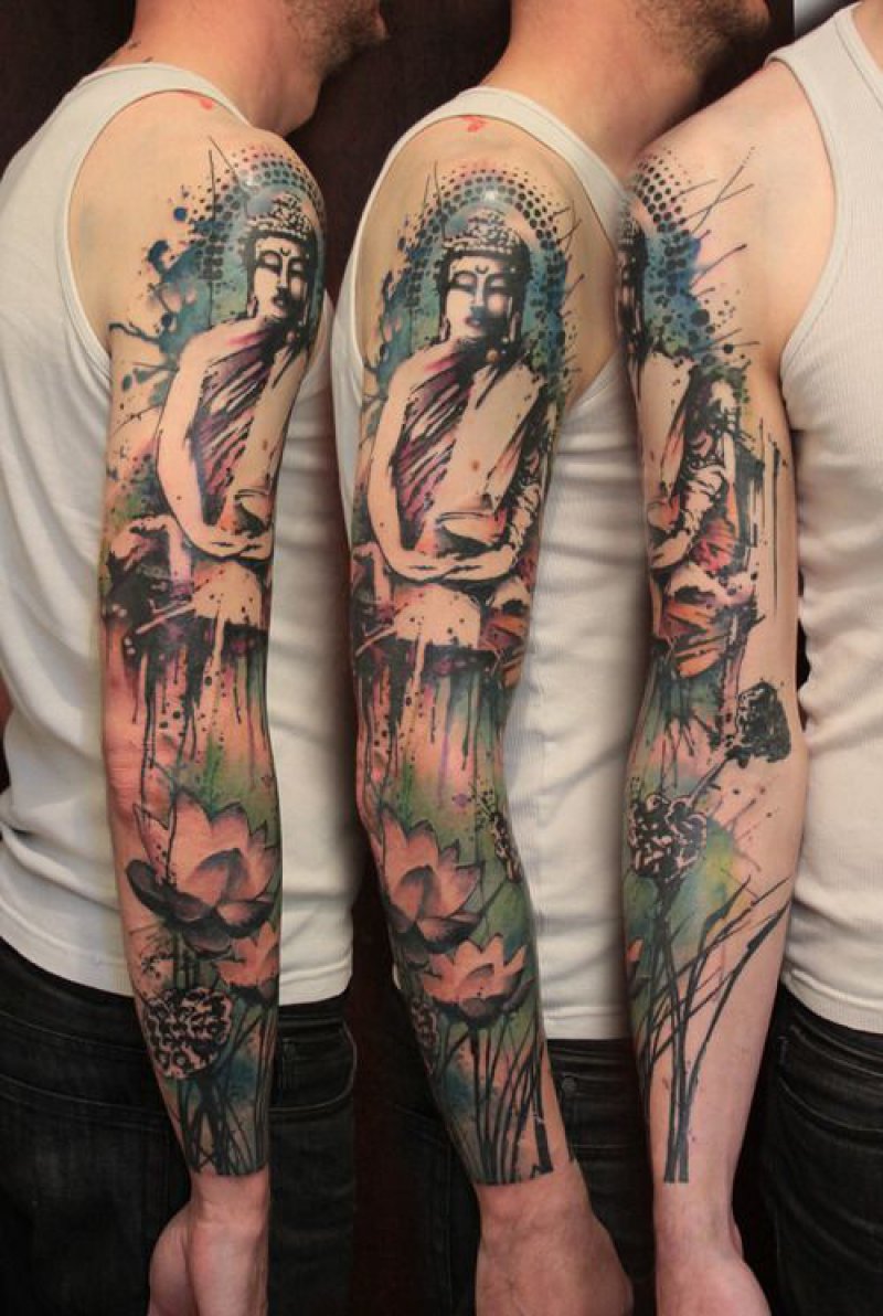 This Full Arm Buddha Tattoo-12 Amazing Buddha Tattoos That Will Make You Say I Want One