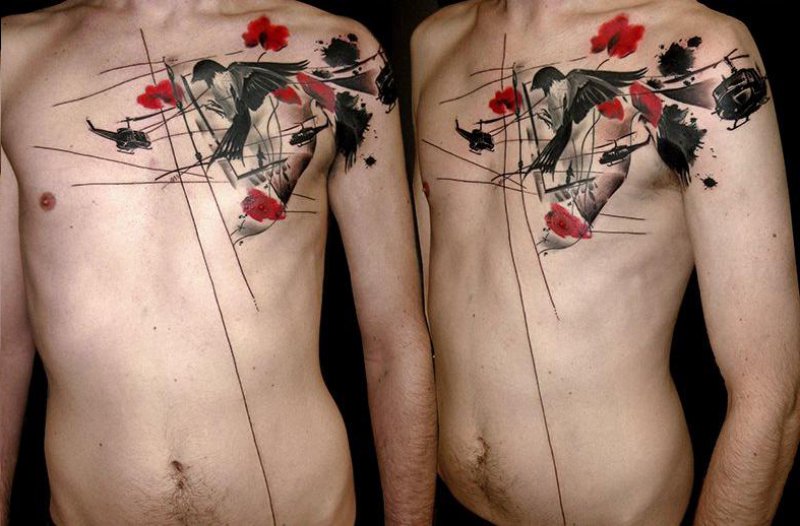 This Trash Polka Tattoo On Chest-12 Trash Polka Tattoos You Need To See If You Are Planning To Get One