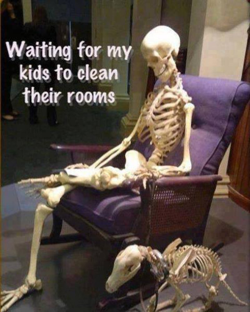 Waiting For My Kids To Clean Room!-12 Funny Waiting Skeleton Memes