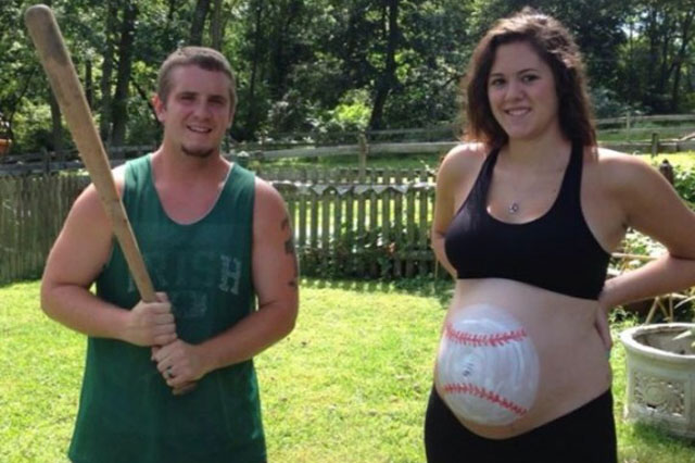 Dad with baseball bat-15 Most Disturbing And Stupid Pregnancy Photos Ever