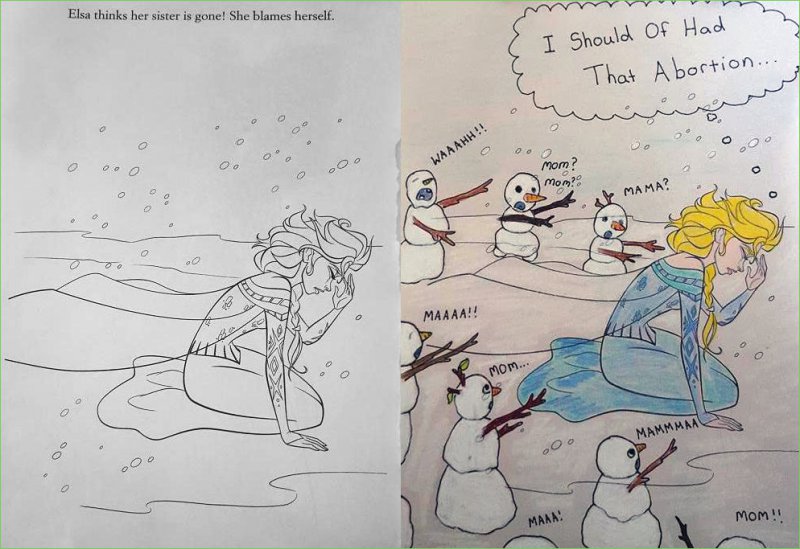 Elsa and Her Problems! -15 Drawings That Show Dads Should Stay Away From Children's Coloring Books