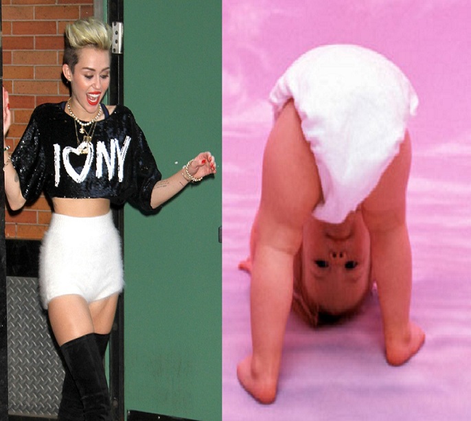 Miley Cyrus Vs Baby With Diapers-9 Miley Cyrus Comparisons That Will Make You Laugh