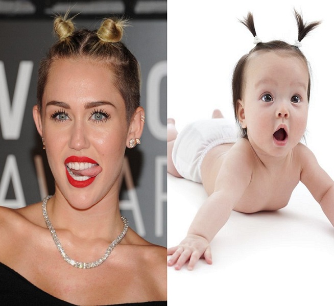Miley Cyrus vs baby girl-9 Miley Cyrus Comparisons That Will Make You Laugh