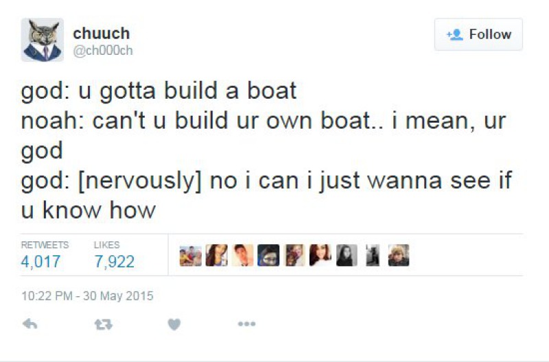 This Funny Tweet about God and Noah-15 Tweets About God That Will Make You Laugh