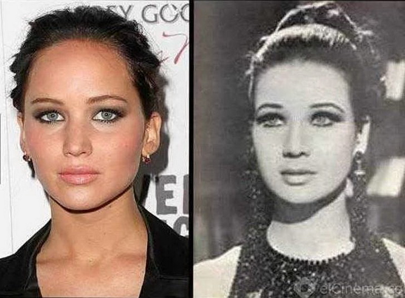 Jennifer Lawrence and Zubaida Tharwat-15 Celebrities Who Look Like People From Past