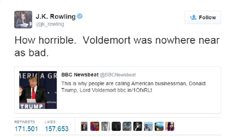 J K Rowling's clarification-15 Hilarious Tweets About Donald Trump Sure To Make You Laugh