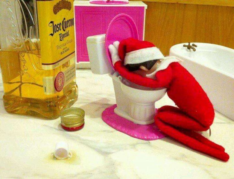 This Drunk Elf on the Shelf-15 Hilarious Photos Of The Elf On The Shelf Gone Wrong