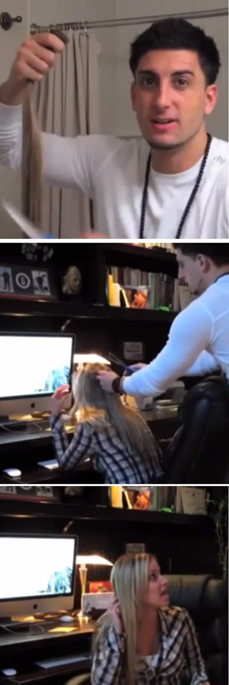 Cutting your girlfriend's hair-Best Pranks For April Fool's Day