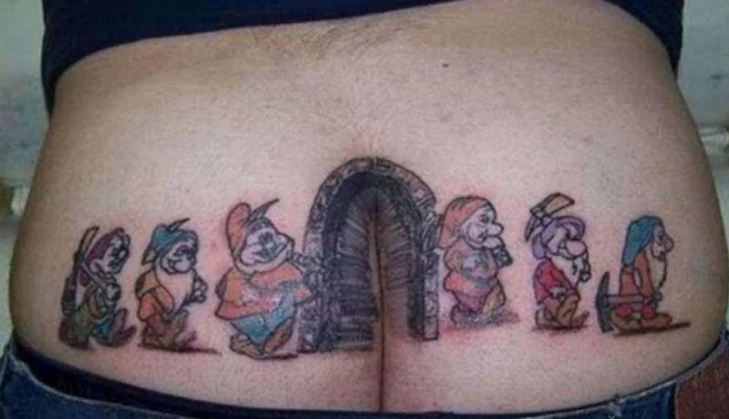 Seven Dwarfs And A Butt Crack-15 Most Inappropriate Disney Tattoos Found On The Internet