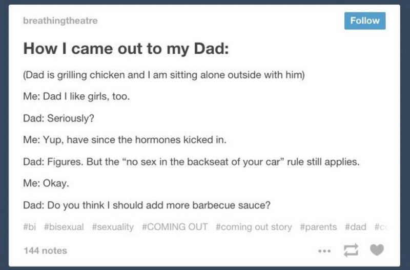 Dad Doesn't Care about Sexual Orientation, But Believes in Rules-15 Hilarious Coming Out Stories That Didn't Go As Expected