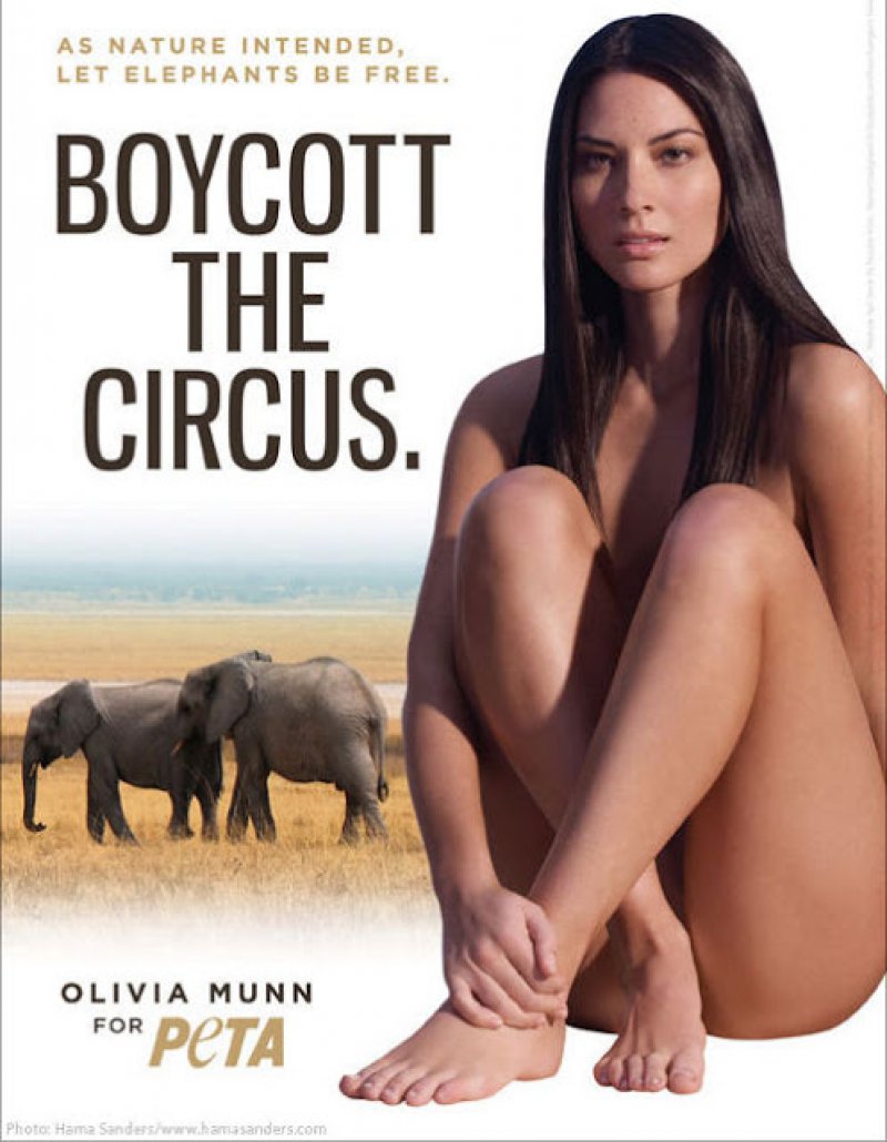 Olivia Munn - "Boycott the Circus"-15 Celebrities Who Have Stripped For Charity