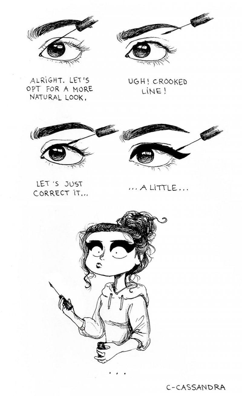 Applying Eye Shadow is a Struggle-15 Comics That Perfectly Illustrate Everyday Struggles Of A Woman
