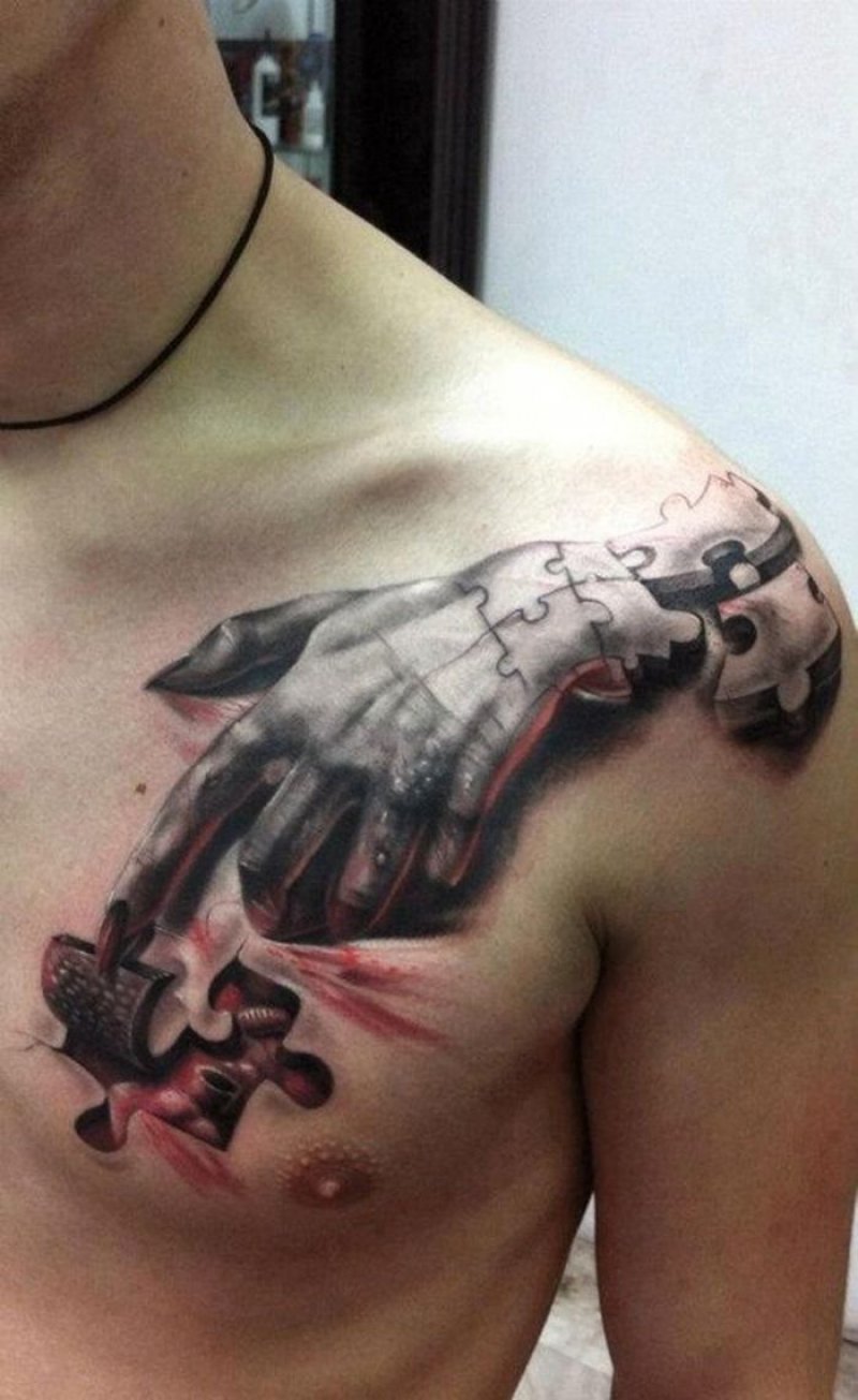 Puzzle Hand-12 Amazing 3D Puzzle Tattoos Ever