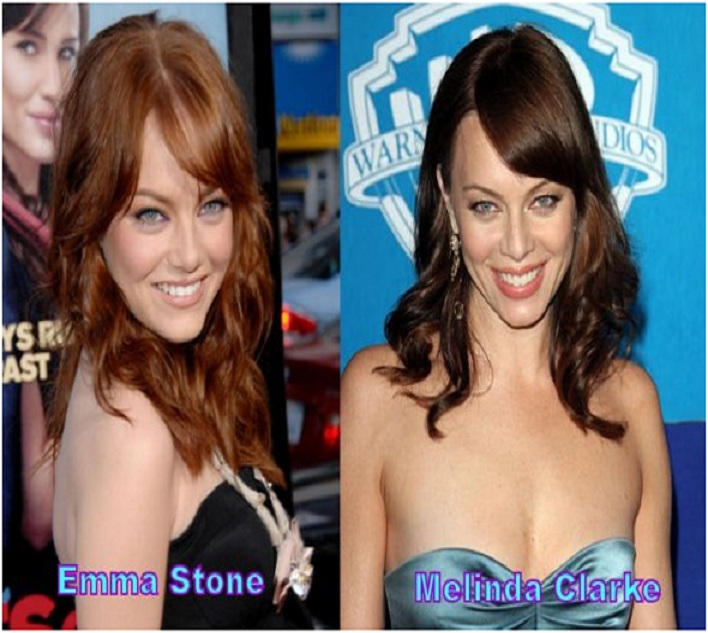 Melinda Clarke & Emma Stone-15 Surprising Celebrity Lookalikes That You Haven't Noticed 