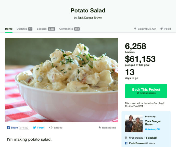 Just A Potato Salad.-7 Bizarre Kickstarter Campaigns You Could Fund