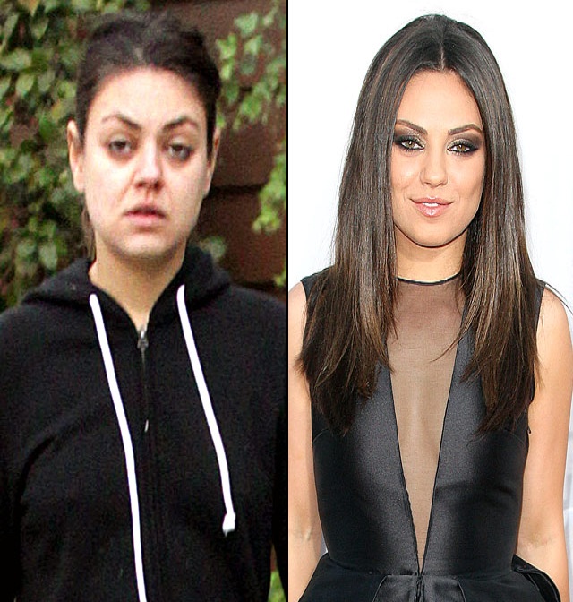 Milla Kunis's Actual Face-15 Celebrities With And Without Makeup