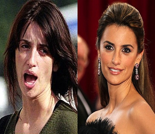 Penelope Cruz-15 Celebrities With And Without Makeup