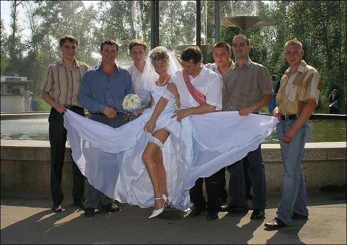 Show up your legs bride...-Hilarious Wedding Photos