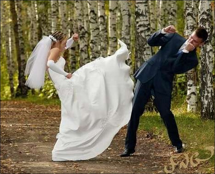 Take That You Idiot-Hilarious Wedding Photos